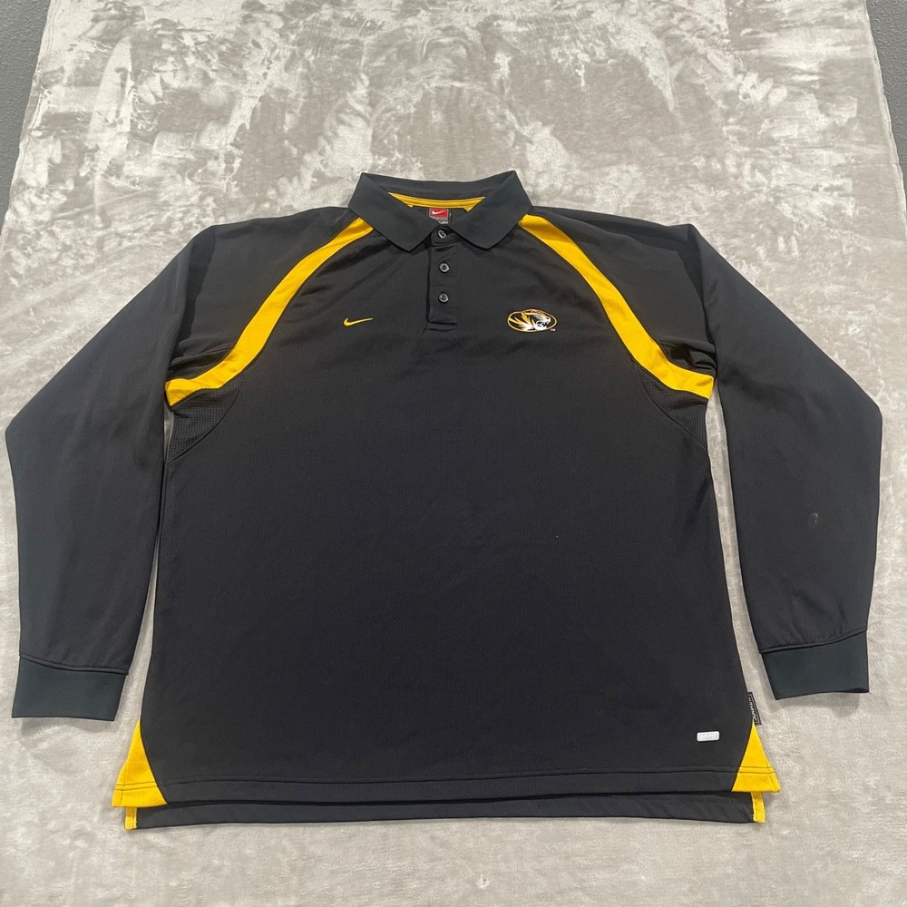 Vintage Nike Missouri Tigers Shirt Mens XXL Black Polo Long Sleeve Mizzou Y2K